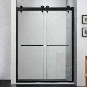 Double Roller Bypass Sliding Shower Door(Matte Black)