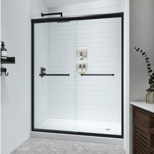 Aluminium Bypass Sliding Shower Door(Matte Black)