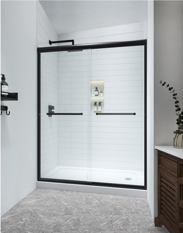 Aluminium Bypass Sliding Shower Door(Matte Black)