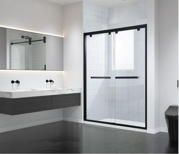 Aluminium Bypass Sliding Shower Door(Matte Black)