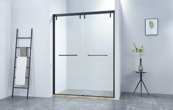 Aluminium Bypass Sliding Shower Door(matte black)