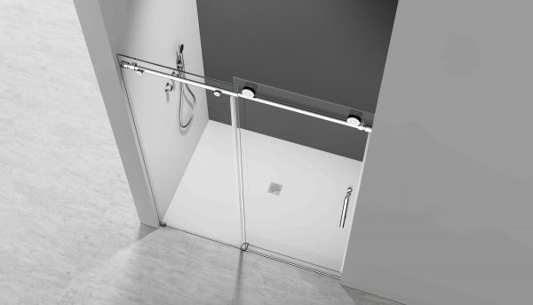 Top view of Reversible Single Sliding Frameless Shower Door