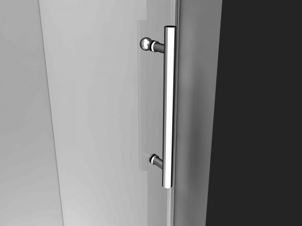 Close-up of Brushed Silver Reversible Single Sliding Frameless Shower Door Handle