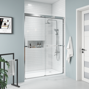 Aluminium Bypass Sliding Shower Door (Bright chrome)