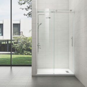 Reversible Single Sliding Frameless Shower Door (Bright chrome)